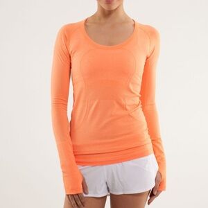 🍋 Lululemon Scoop neck run swiftly long sleeve top, orange 🍊”pizzaz”